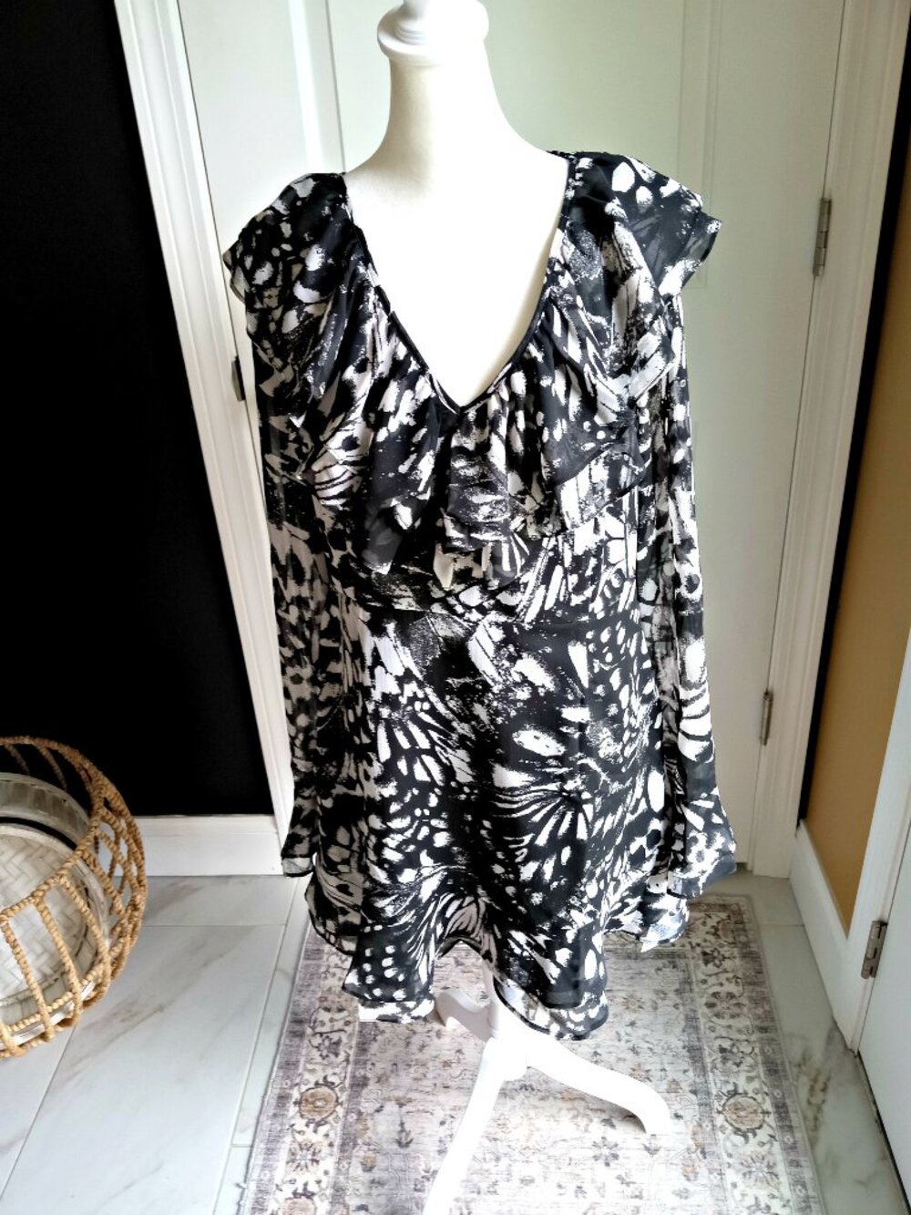 NEW! TOPSHOP RUFFLE SHEER SLEEVE DRESS SZ 12